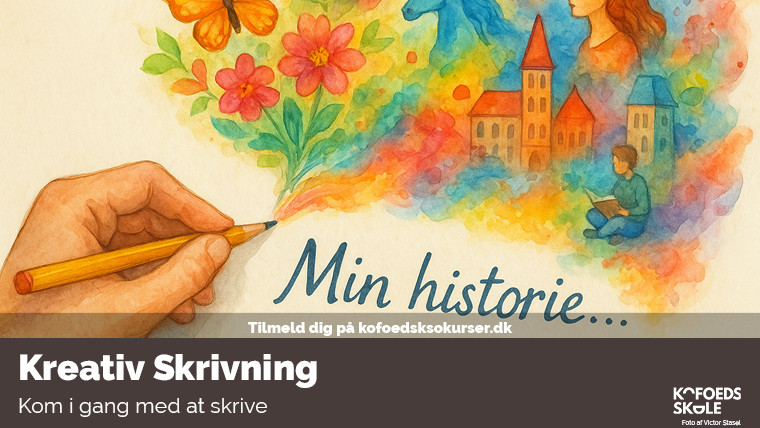 Kreativ skrivning, hånd med blyant, billeder